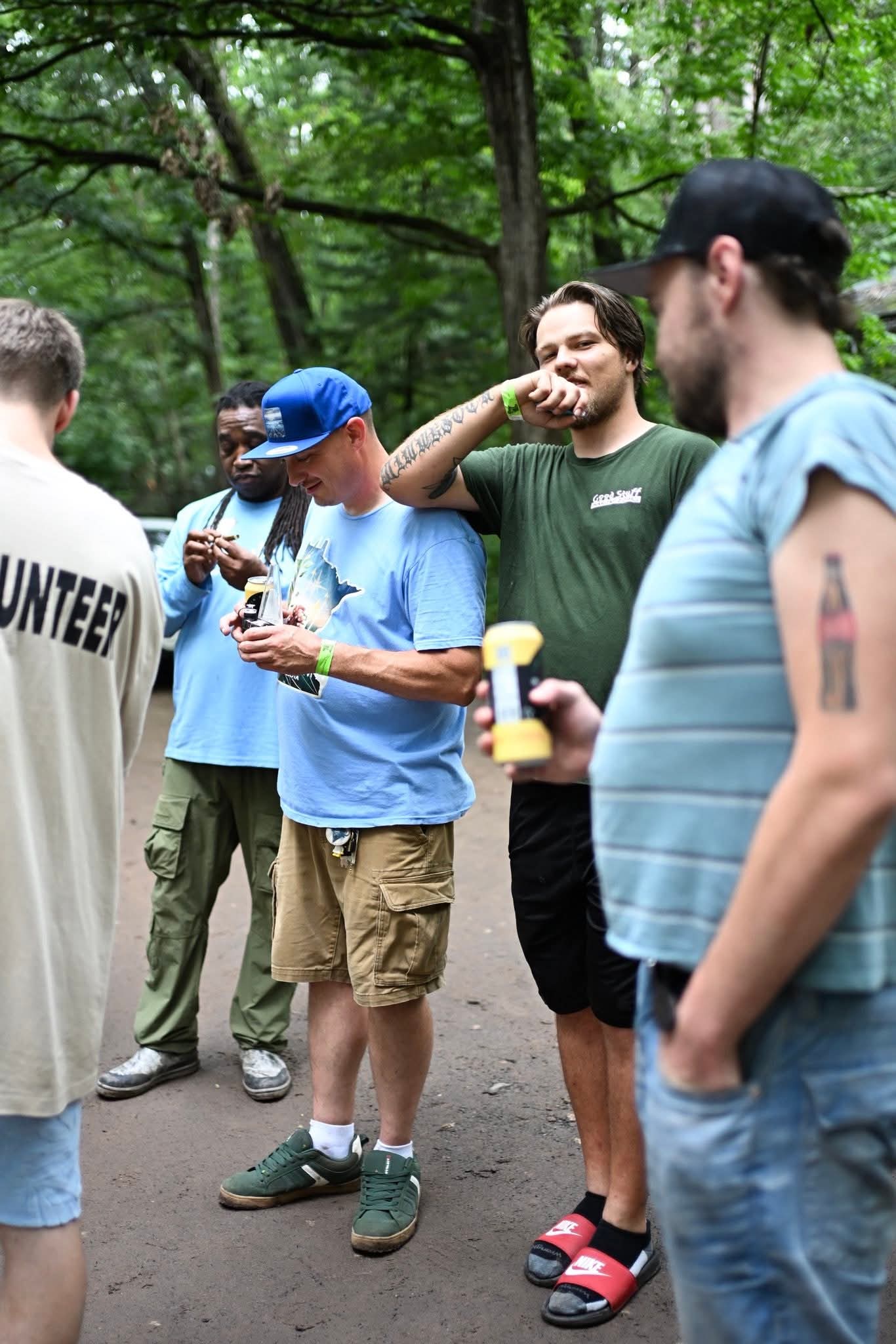 Friends hanging out at the Elevated Escape campsite